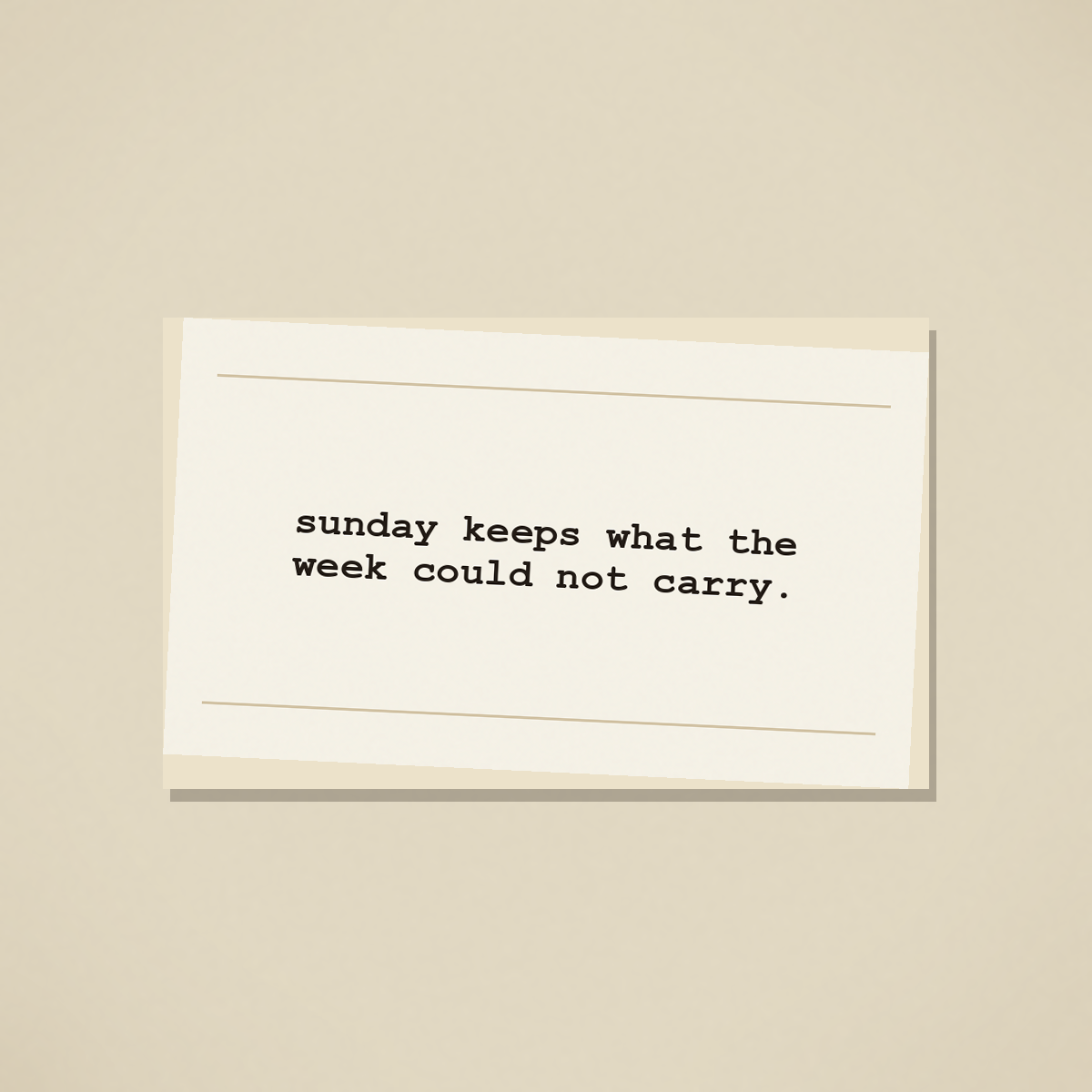 a typewritten slip of paper on the cafe counter, dated sunday · september 6, 2026